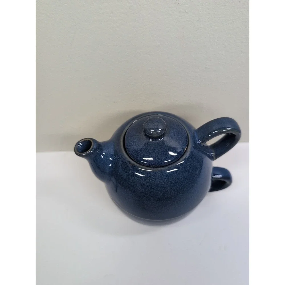 Pier 1 Teapot With Lid & Mug Stoneware Indigo‎ Blue Mint